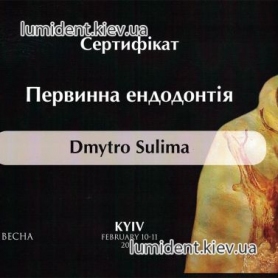 врач стоматолог терапевт Сулима Дмитрий, сертификат врача