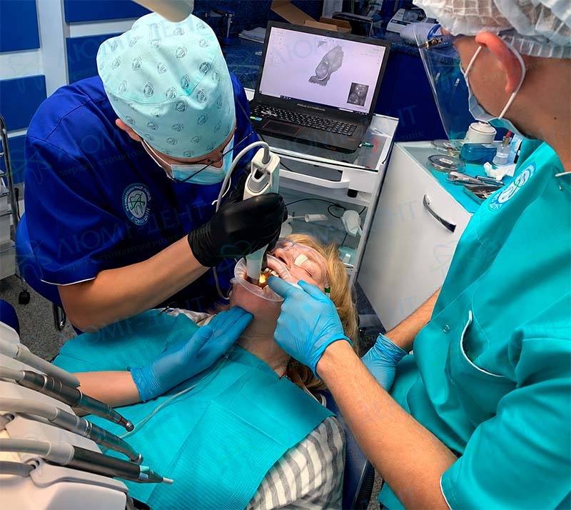 Процесс цифрового сканирования ротовой полости Стираются зубы фото Люми-Дент
